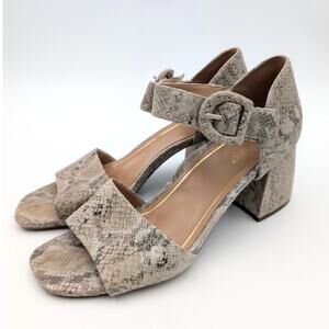 Vionic Chardonnay Snake Print Block Heel Sandals Oatmeal Size US10 EU41
